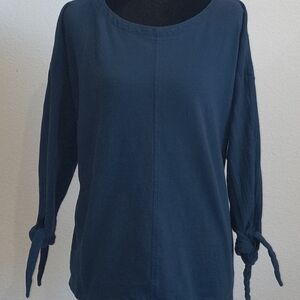 LOFT Blue Tie Cuff Scoop Neck Tunic